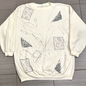 Rare early 90s or late 80s puff puffy paint geometric crew neck sweatshirt